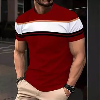 Летние полосатые футболки для унисекс-модных 3D-топов с короткими рукавами и принтом в стиле хип-хоп Harajuku Streetwear для мужчин S