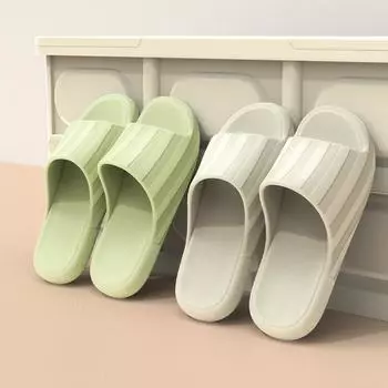 Летние полосатые модные тапочки для пар, женские и мужские домашние тапочки, легкие тапочки из ЭВА с толстой мягкой подошвой для использования в помещении и на открытом воздухе, противоскользящие тапочки для ванной комнаты 36-37 розовый