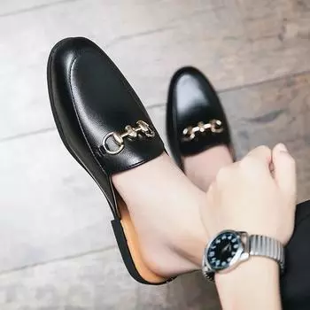 Летние получешки для мужчин, черные мокасины, тапочки, лакированная кожа, повседневные туфли для вождения, мокасины, легкие сандалии на плоской подошве, большой размер 46 39