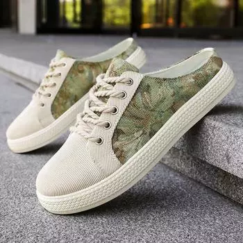 Летние полутапочки мужские однопедальные повседневные дышащие мужские туфли с принтом модные тапочки-мешки на голову мягкая подошва удобные сандалии 39