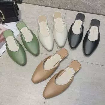 Летние полутапочки с острым носком на плоской подошве 2023 года для женщин 37