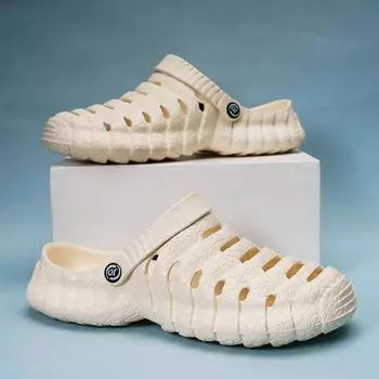 Летние полые дышащие крутые мужские сандалии на открытом воздухе, повседневная пляжная обувь 40/41 чёрный