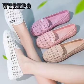 Летние полые сандалии, женские дышащие туфли на плоской подошве с прозрачными отверстиями и мягкими пляжными модными резиновыми сапогами для женщин 41