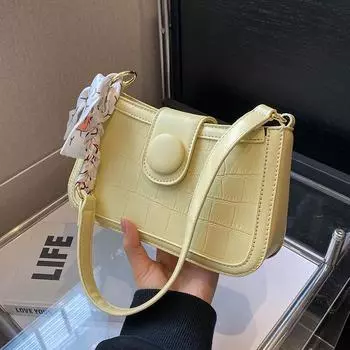 Летние популярные женские сумки на одно плечо из искусственной кожи, однотонные текстурированные повседневные женские сумки для покупок (20cm<Max Length<30cm)