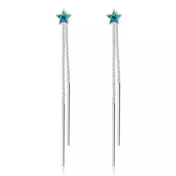 Летние последние серьги-капли со звездами и синими кристаллами для женщин, ювелирные изделия, очаровательные серьги из серебра 925 пробы для девочек, аксессуары для вечеринок
