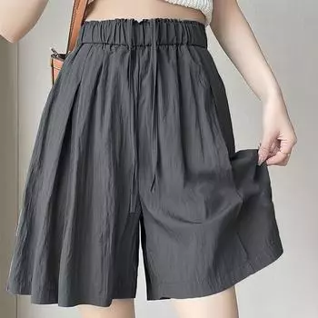 Летние повседневные брюки прямого покроя с высокой талией и широкими штанинами XXL