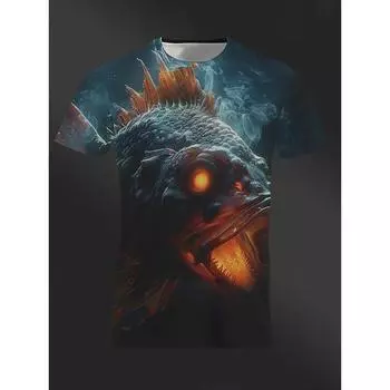 Летние повседневные футболки свободного кроя для спорта на открытом воздухе, модные уличные футболки с коротким рукавом и 3D-принтом для мужчин M