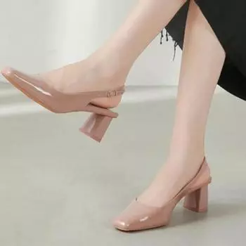 Летние повседневные модные женские сандалии с квадратным носком на толстом каблуке, новые сексуальные элегантные банкетные удобные туфли на высоком каблуке без каблука:518 35