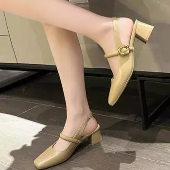 Летние повседневные модные женские сандалии с квадратным носком на толстом каблуке, новые сексуальные элегантные банкетные удобные туфли на высоком каблуке без каблука:5001 34