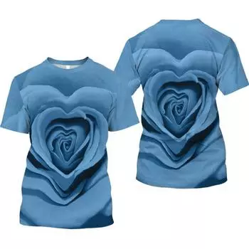 Летние повседневные однотонные элегантные женские футболки с короткими рукавами и принтом роз для поездок на работу S