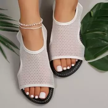 Летние повседневные сандалии большого размера «рыбий рот», женская обувь на плоской подошве, спортивные повседневные сандалии 43 чёрный