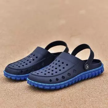 Летние повседневные сандалии, мужская универсальная износостойкая обувь, модные сандалии, обувь для мужчин, мужские пляжные сандалии Baotou, обувь с полой дышащей сеткой 40 темно-синий