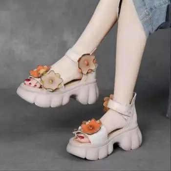 Летние повседневные сандалии на толстой подошве из губчатой ткани для женщин 35 жёлтый