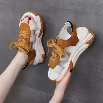 Летние повседневные сандалии женские новые с открытым носком студенческие туфли на толстой платформе спортивные белые туфли для путешествий пляжные женские сандалии модные 35