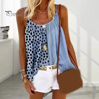 Летние повседневные топы без рукавов с леопардовым принтом в стиле пэчворк, цветной жилет, свободный крой, эластичные топы на бретельках, уличная одежда 3XL хаки