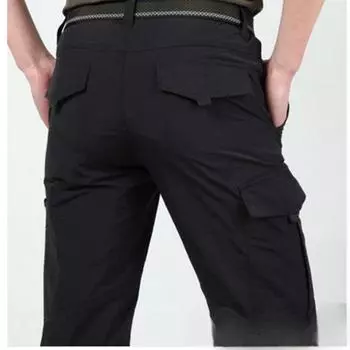 Летние повседневные водонепроницаемые быстросохнущие легкие армейские длинные брюки для мужчин, походные комбинезоны, тактические дышащие брюки XXXXL чёрный