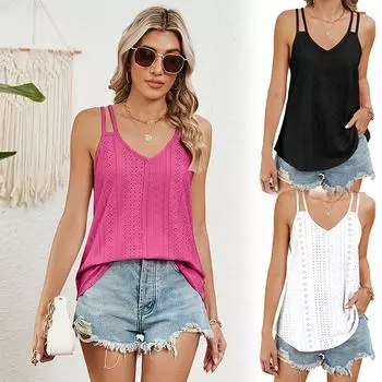 Летние повседневные женские майки без рукавов с V-образным вырезом S