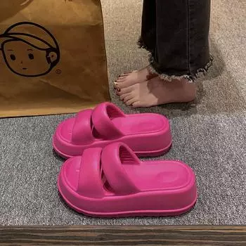 Летние повседневные женские тапочки из ЭВА с толстой подошвой, противоскользящие, удобные, мягкие, на платформе, толстые, высокие 38-39(fit 37-38) белый
