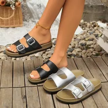 Летние пробковые сандалии женские модные тапочки-сабо женские замшевые пляжные сандалии с супинатором женские сандалии-сабо 38-39