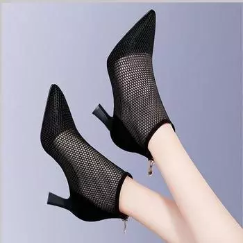 Летние прозрачные блочные каблуки для женщин, массивные босоножки, туфли для вечеринок, средний каблук, роскошные женские сандалии 2024 года, черные, элегантные, ортопедические 34