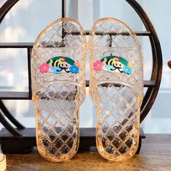 Летние прозрачные кристальные пластиковые женские нескользящие банные тапочки Size 40 (runs small)