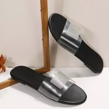 Летние прозрачные плоские тапочки для женщин 2024 года, новые пляжные тапочки из ПВХ, женские сандалии, женская мягкая легкая обувь для отдыха на открытом воздухе, размер 35-42 35 белый