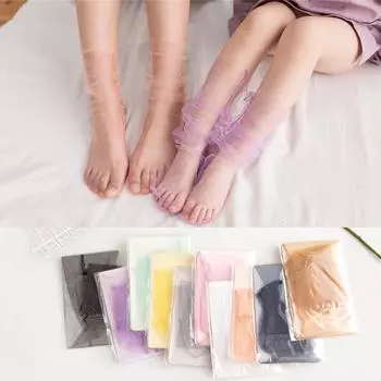 Летние прозрачные сетчатые носки, однотонные прямые чулки без каблука чёрный