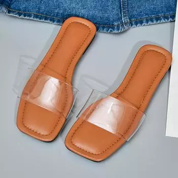 Летние прозрачные тапочки на плоской подошве для женщин, новые пляжные тапочки из ПВХ, женские сандалии, женская мягкая легкая уличная обувь, размер 36-43 36