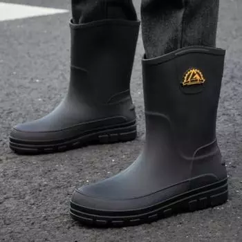 Летние ПВХ-лоферы, черные резиновые сапоги для мужчин, резиновые сапоги высокого качества с широким носком, мужская обувь, резиновые сапоги для взрослых, на низком каблуке, удобные для сада 39
