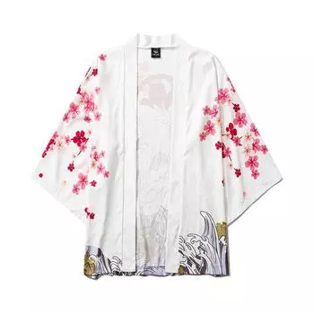 Летние японские кимоно с рукавами с пятью точками, мужские и женские плащи, куртка, блузка L белый