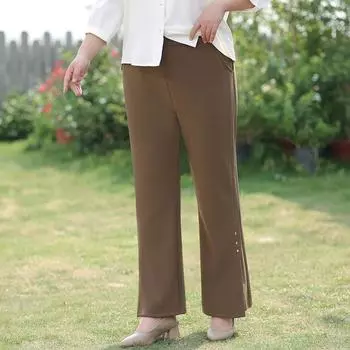 Летние расклешенные брюки Детский стиль Женские брюки больших размеров Маленькие повседневные брюки-капри с разрезом и бисером XL чёрный