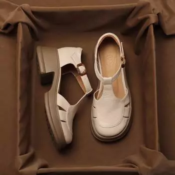 Летние ретро-сандалии с римским носком и полым носком для женщин 35 темно-коричневого