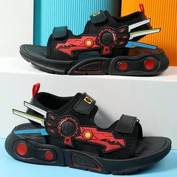 Летние резиновые нескользящие и устойчивые к истиранию сандалии Модные детские пляжные сандалии 28 синий/чёрный