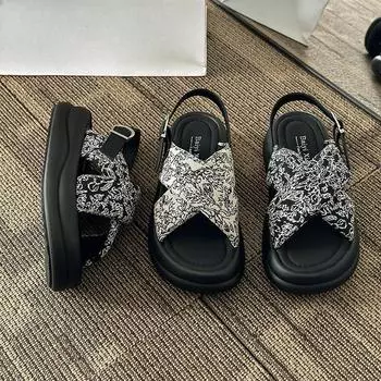 Летние римские сандалии для походов на толстой подошве 35 чёрный