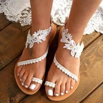 Летние римские сандалии, женские с круглым носком, с цветочным принтом, на плоской подошве, износостойкая внешняя торговля, женская обувь, дизайнерские сандалии 35 чёрный