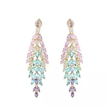 Летние роскошные серьги с пшеничными ушками, блестящие кристаллы, эффектные свадебные висячие украшения, позолоченные брендовые серьги жёлтый