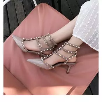 Летние роскошные женские сандалии из натуральной кожи, классические туфли-лодочки с острым носком на высоком каблуке, пикантные туфли для свадебной вечеринки, размер 33–41 33