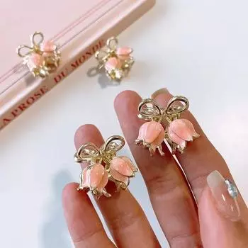 Летние розовые заколки для волос с цветком орхидеи, заколки для волос в виде цветка орхидеи, корейские модные заколки для женщин и девочек, аксессуары для волос, головные уборы