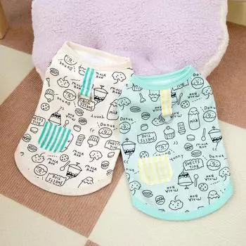 Летние рубашки для собак, мультяшная еда, граффити, тонкий жилет для собак, футболка для щенков, одежда для кошек, жилет для собак для девочек, одежда для собак с изображением чихуахуа и йорка XS