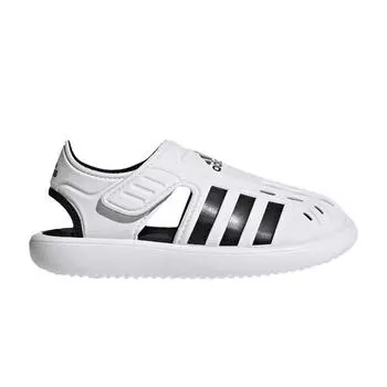 Летние сандалии adidas с закрытым носком J, белые, черные детские кроссовки Cloud-White Core-Black GW0387 28