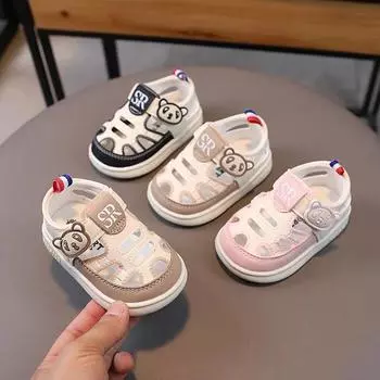 Летние сандалии для детей 2024 года, модная пляжная обувь для мальчиков и девочек, нескользящая обувь с мягкой подошвой для малышей 16 insole12cm хаки