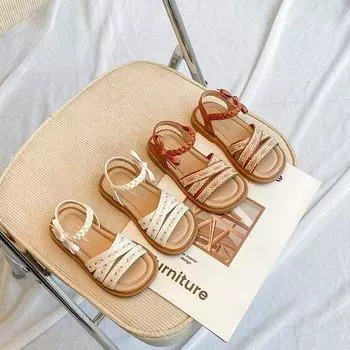Летние сандалии для девочек 2023, пляжная обувь принцессы с бантиками для детей 22