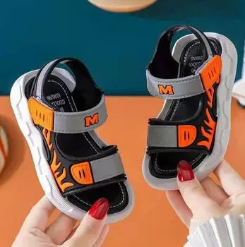 Летние сандалии для девочек и мальчиков, дышащие спортивные сандалии, летние сандалии, повседневная пляжная обувь, мягкая подошва, детская обувь, нескользящие сандалии 21