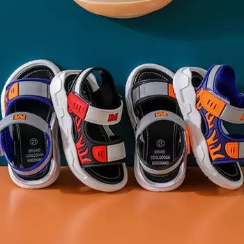 Летние сандалии для мальчиков Большие детские мальчики Нескользящая детская обувь на мягкой подошве Детская пляжная обувь 21 синий