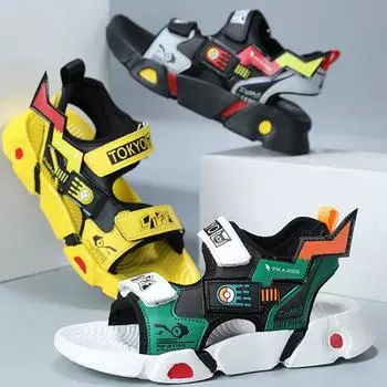 Летние сандалии для мальчиков, уличная пляжная обувь, повседневная обувь, спортивные сандалии для девочек на открытом воздухе 28 жёлтый