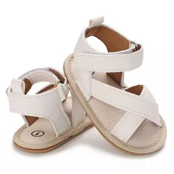 Летние сандалии для маленьких девочек и мальчиков, повседневная модельная обувь, нескользящая уличная обувь из искусственной кожи на мягкой подошве, обувь на плоской подошве для малышей, обувь для первых прогулок, От 0 до 18 месяцев 2/M