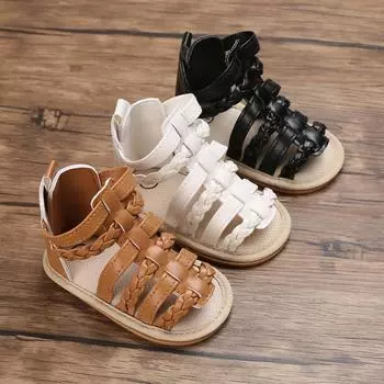 Летние сандалии для маленьких девочек, повседневная пляжная обувь, противоскользящая обувь из искусственной кожи для новорожденных, обувь для первых прогулок, От 0 до 18 месяцев 3/L