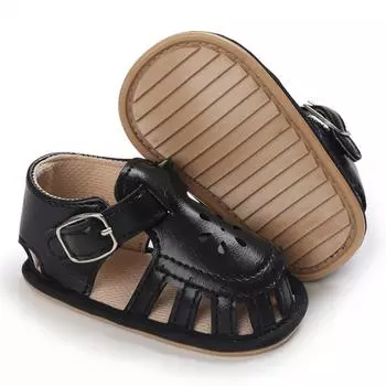 Летние сандалии для маленьких мальчиков и девочек, повседневные пляжные сандалии-гладиаторы из искусственной кожи, противоскользящие полые туфли для новорожденных, обувь для первых прогулок, От 0 до 18 месяцев 3/L