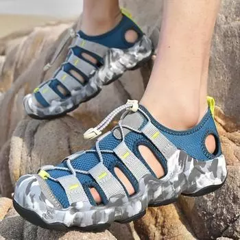 Летние сандалии для мужчин, дышащая походная обувь, мужские сандалии для пляжа, кемпинга, скалолазания 39 чёрный