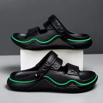 Летние сандалии для мужчин Нескользящие пляжные тапочки Мужские классные тапочки 40-41 чёрный